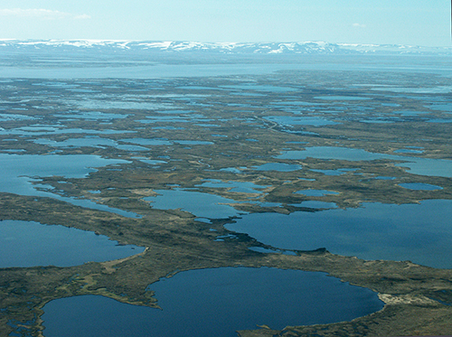 The Nelson Island and YK Delta landscape Foreground is Aknerkochik River area looking south to Naskonat Peninsula and Nelson Island   Photo by Tim Bowman