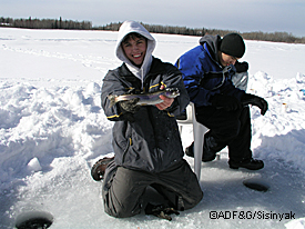 Lathrop High Sschool student with rainbow trout