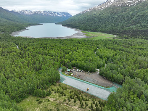 Aerial View of the Eklutna Lake ATV Trailhead Parking Lot Chet FehrmannAlaska State Parks