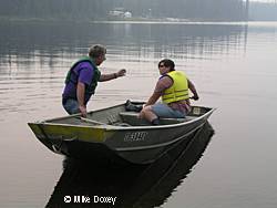 Mike Doxey teaches beginning boating at a BOW class