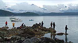 Anglers fishing off the rocks at Picnic Cove near  Juneau have been known to throw rocks at boaters who troll too close to shore A few basic rules of courtesy can insure harmonious fishing even in popular areas ADFampG photo