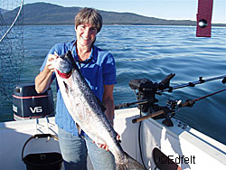 Nancy Long in late July with a Southeast king salmon Larry Edfelt photo