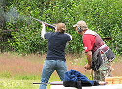 BOW instructor and organizer Kirk Lingofelt works with a student learning to use a shotgun Photo by Patti Harper