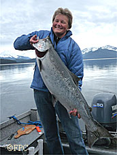 The author with her first salmon of the season a 31pound king