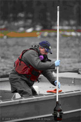 Testing the water after the rotenone treatment