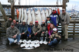 A group of happy halibut charter clients Photo courtesy Wild Rivers Fishing