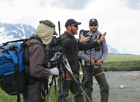 Tom working with visitors at McNeil River