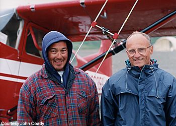 John Coady right and a friend Coady  pilot biologist and administrator  is retiring this month after 32 years with Fish and Game