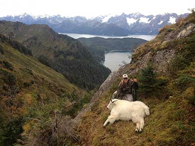 Amber Wheat with her first mountain goat Photo by Mike Wheat