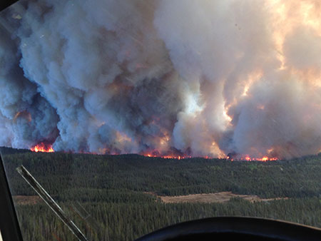 The Funny River Fire around May 22 2014 By the time it burned out in early June the burn area encompassed about 200000 acres creating a mosaic of burned lightly burned and unburned land Photo courtesy Alaska Division of Forestry