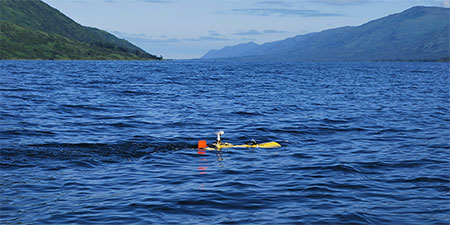 The AUV sailing on the surface of Karluk Lake