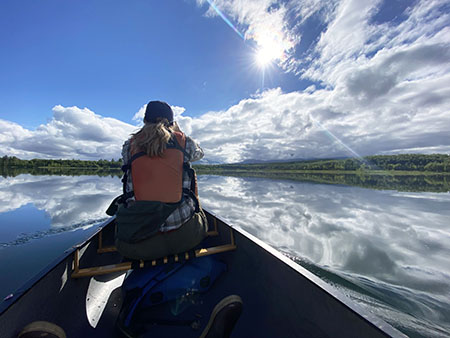 Arin Underwood scans for birds