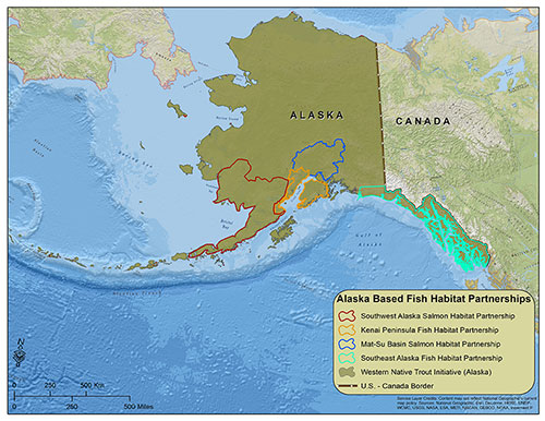 Figure 2 The geographic boundaries of the current Fish Habitat Partnerships operating in Alaska