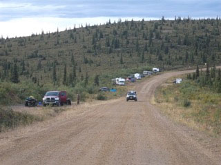 Caribou hunters camped along the Taylor Highway