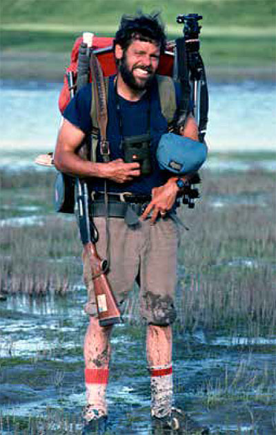 Larry Aumiller at work in the 1980s A rare day without hip waders