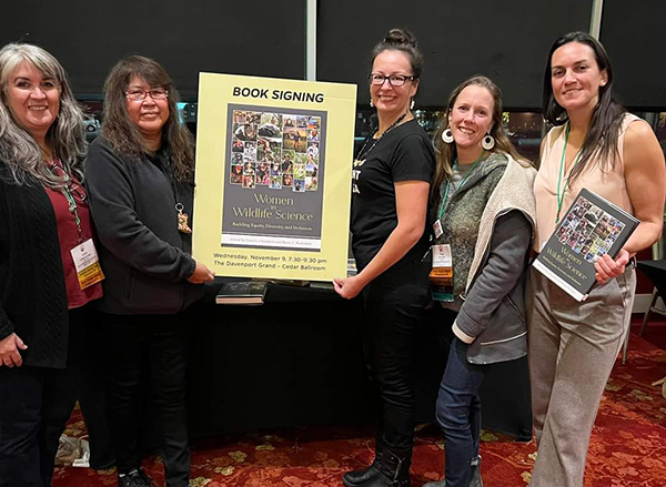 Some of the contributors to emWomen in Wildlife Science Building Equity Diversity and Inclusionem from left to rightstrong Diana DoanCriderstrong Orsquodamem emis the director of Animo Partnership inem emNatural Resources coordinator for the Native American Rangeland Partnershipem emand research personnel at Salish Kootenai College  strongJoanne Bryant Ditsuh Taii strongGwichrsquoin Athabascan is a Native Village of Venetie Tribal Government member and USFWS tribal communication and outreach specialist  strongRuth Plenty SweetgrassShe Killsstrong Hataacutede Wiya Night Wind Woman Hidatsa Mandan Dakota Nakota is the food sovereignty director at Nueta Hidatsa Sahnish College and a senior social science researcher at the University of Montana  strongPaige Schmidtstrongstrong strongis a zone biologist with USFWS  em emstrongSerra J Hoaglandstrongem emis a Laguna Pueblo Tribal member and US Forest Service liaison officer for the Fire Fuels and Smoke Science Program at theem emRocky Mountain Research Station