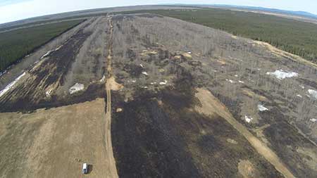 While the original intent was to burn as much as 3600 acres some of the ground and fuels were too wet and the size of the burn was scaled down About 800 acres were burned Photo courtesy Alaska Fire Service