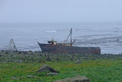 FV Ocean Clipper aground on St Paul Island NOAA photo