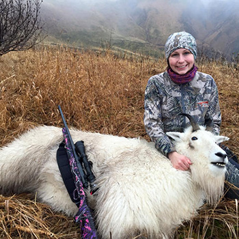 Hunter Angela Garofalo with her first goat