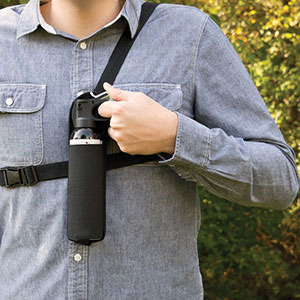 Bear spray in an accessible chest holster Some prefer a belt holster but you need to be able to grab it quickly if you need it Photo courtesy Kristen Romanoff