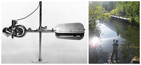 Price AA Mechanical Current Meter Photo Credit US Bureau of Reclamation Water Measurement Manual left Instream Flow Program right