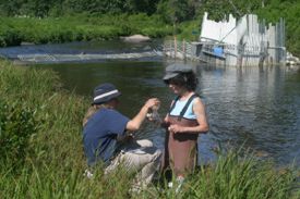 Coowe Walker and Lisa Tracy collect water samples at the North Fork Weir site Lisa Tracy is a intern on the project
