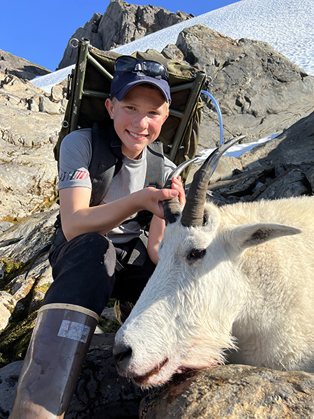 Jackson Carney with his first mountain goat on the mainland near Wrangell Alaska at about 4500 ft Photo used with permission