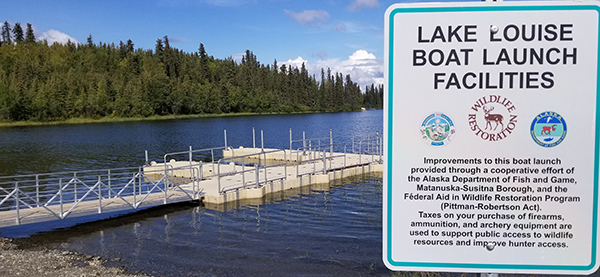 This floating dock and boat launch at MatanuskaSusitna Boroughrsquos Lake Louise site opened in August of 2020