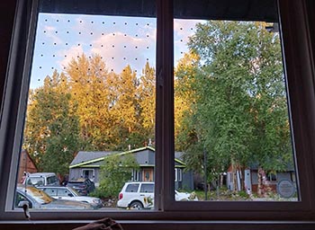 The UV decals are somewhat translucent viewed from the inside by human eyesThis kind of pattern of closely placed spots is ideal