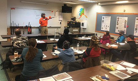 Participants in a ADFampG basic hunter education course