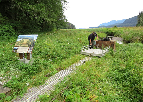Tramway and the pushcart on the southern Seymour Inlet side