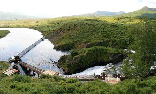 Current Frazer fish pass with diversion weir