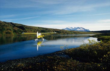 Float plane on a lake