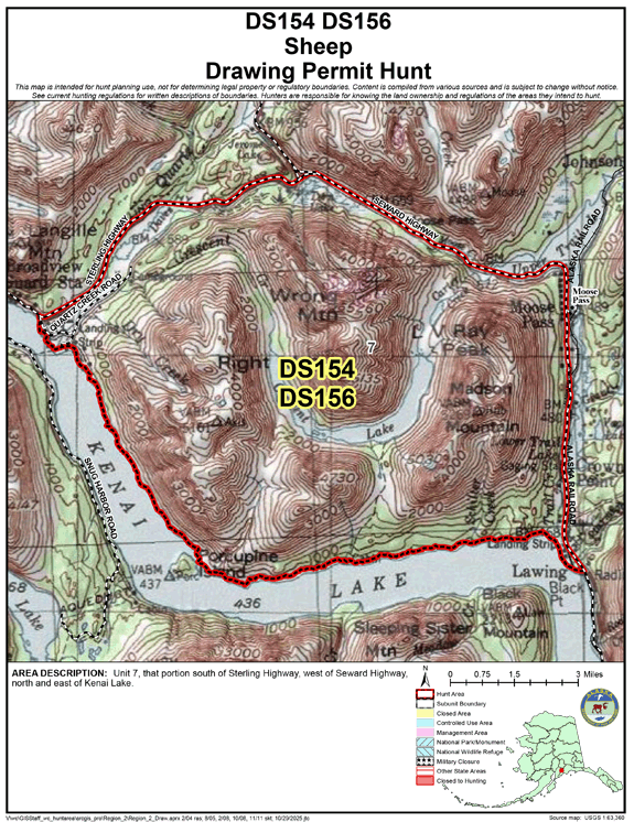 Map of sheep hunt number ds154