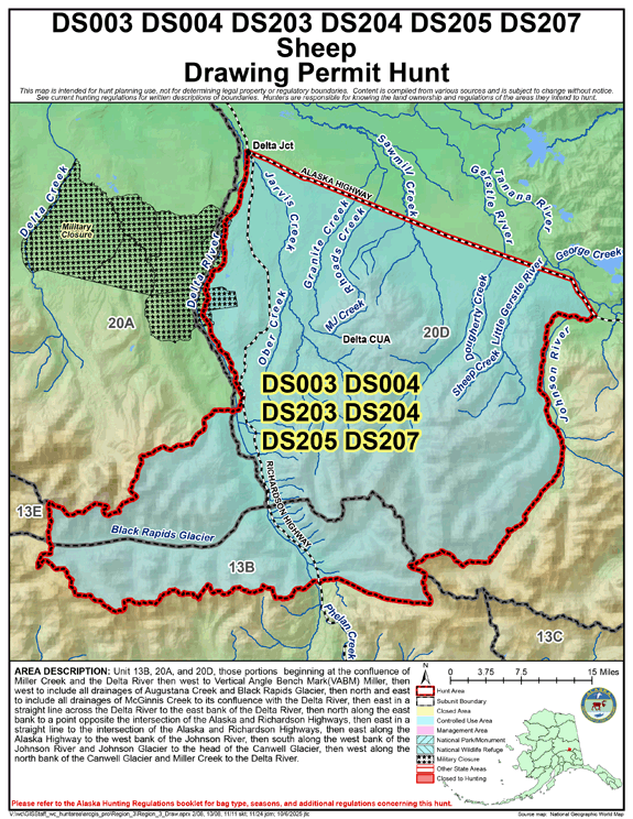 Map of sheep hunt number ds203