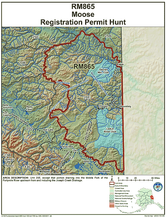 Map of moose hunt number rm865