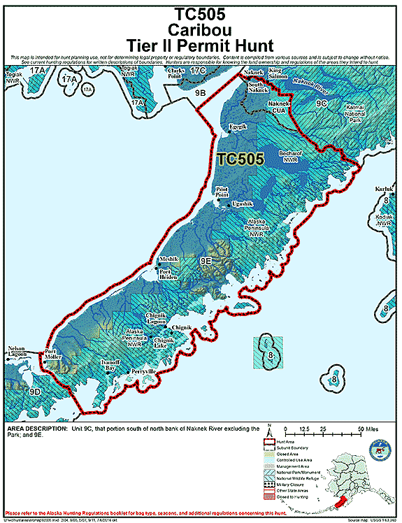 Map of caribou hunt number tc505
