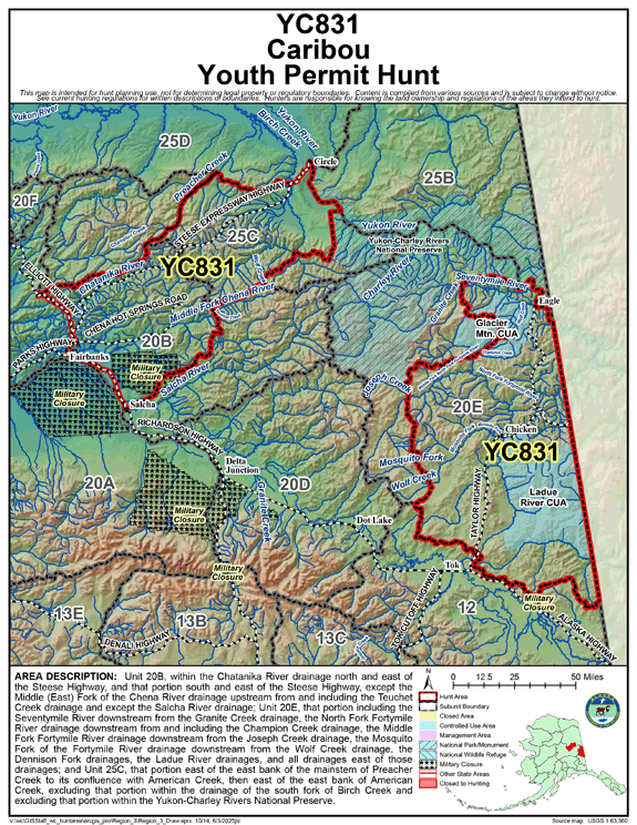 Map of caribou hunt number yc831
